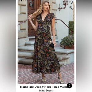 Pinkblush Black Floral Maxi Dress maternity